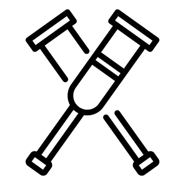 Icono de muletas Icono de vector de muletas de contorno para diseño web aislado sobre fondo blanco