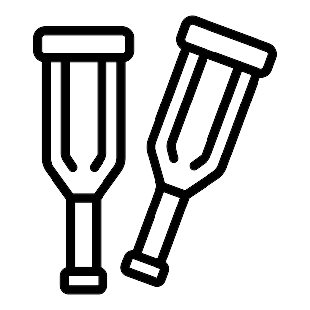 Icono de muletas de madera vector de contorno educación escolar aula aprender