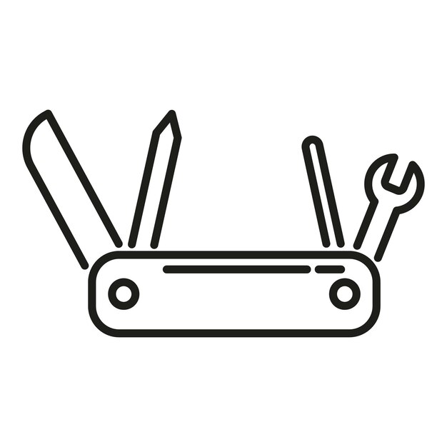 Icono de multiherramienta de cuchilla vector de contorno Navaja Kit de camping