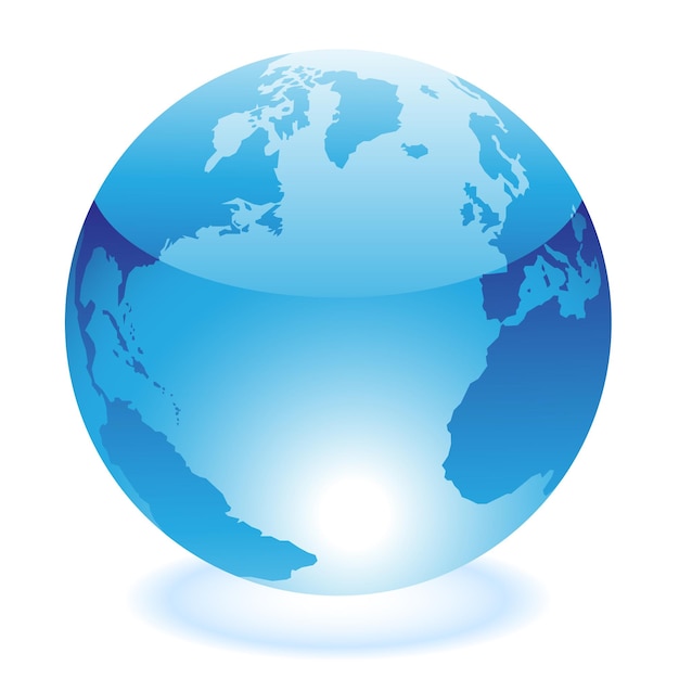 Icono del mundo azul brillante aislado sobre un fondo blanco