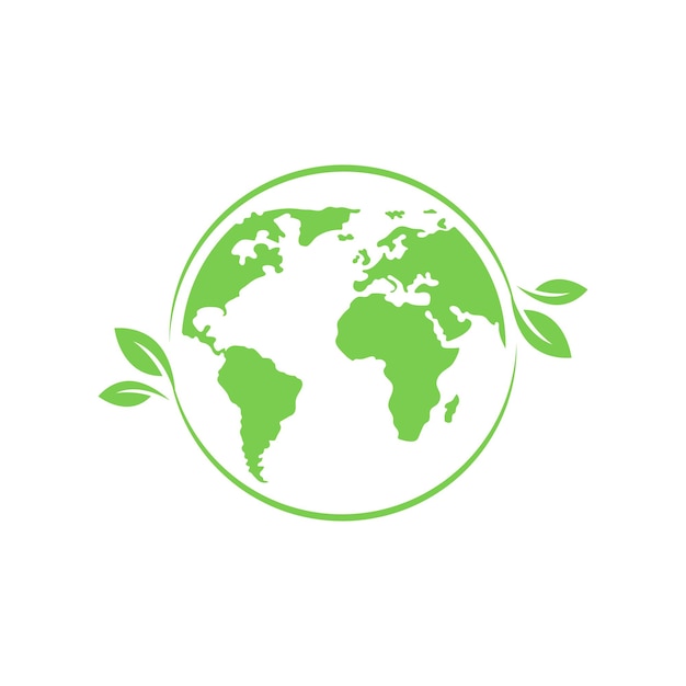 Icono del mundo ecológico verde logotipo del concepto de tierra ecológica planeta verde planeta tierra concepto de ecología concepto ambiental mundo seguro salvar el planeta logotipo de eco gráfico vectorial eps 10