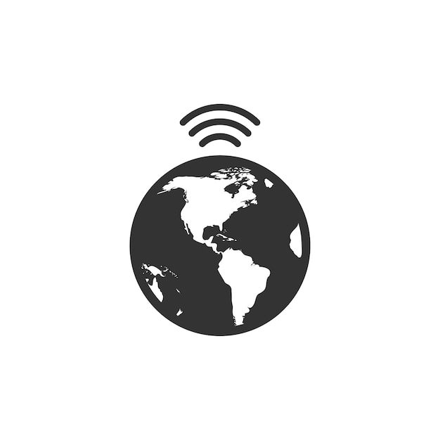 Icono del mundo inalámbrico en blanco y negro