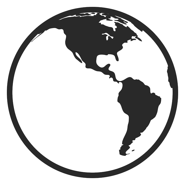 Icono del mundo Símbolo del mapa del planeta Globo negro