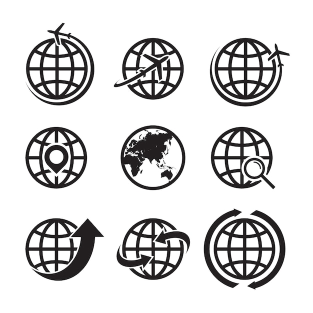 icono del mundo con vector de flecha