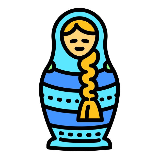 Icono de muñeca de anidación azul icono de vector de muñeca de anidación azul de contorno para diseño web aislado sobre fondo blanco