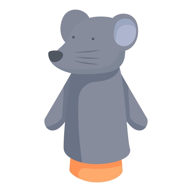 Icono de muñeca de ratón gris vector de dibujos animados Teatro de muñecas