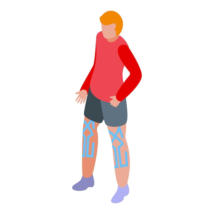 Vector el icono del músculo de la terapia de cinta es el vector isométrico del dolor deportivo