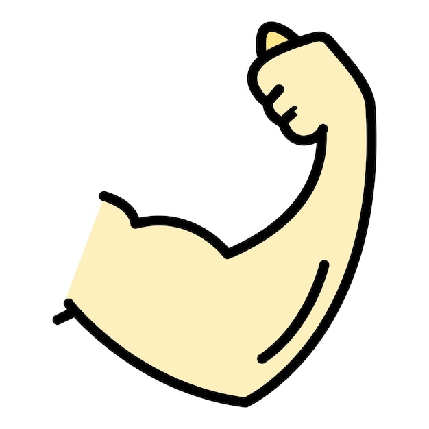 Icono de los músculos del brazo Contorno de los músculos del brazo Icono vectorial de color plano aislado