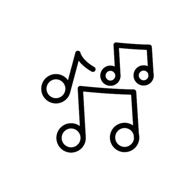 Ícono de música conjunto de notas de canción símbolo vectorial en negro relleno y estilo delineado
