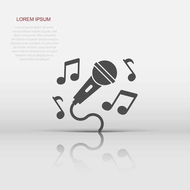 Icono de música de karaoke en estilo plano ilustración de vector de voz de micrófono sobre fondo blanco aislado concepto de negocio de equipo de audio