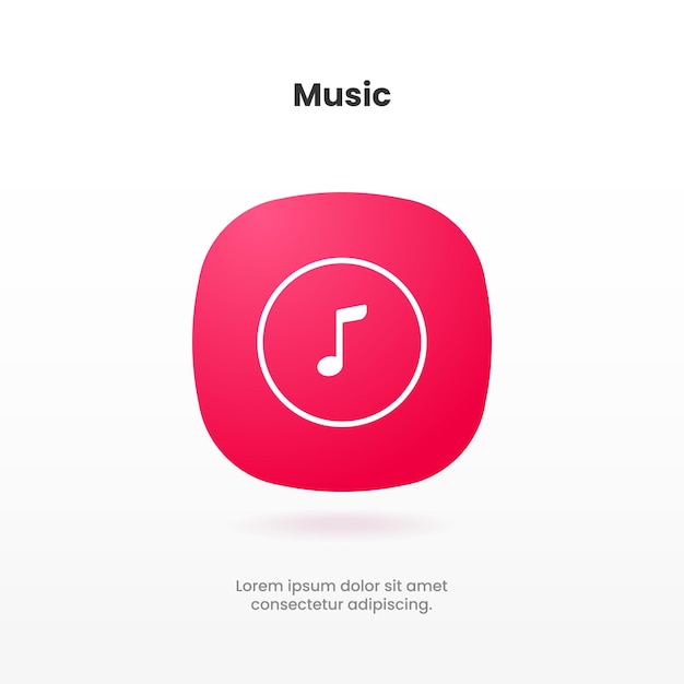 Icono de música o canción 3d para medios sociales, aplicación móvil, sitio web, reproductor de música, interfaz de usuario, sistema operativo.