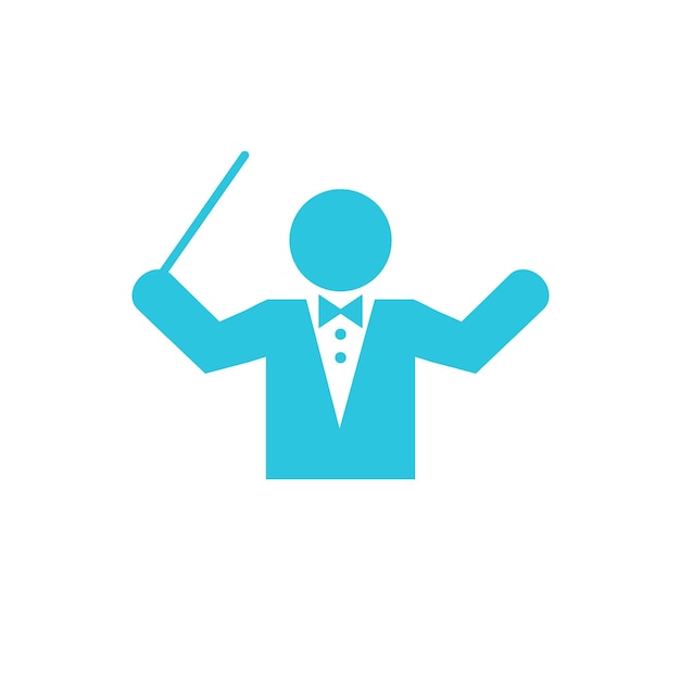 Icono de música de la orquesta aislado en fondo blanco del conjunto de iconos azules