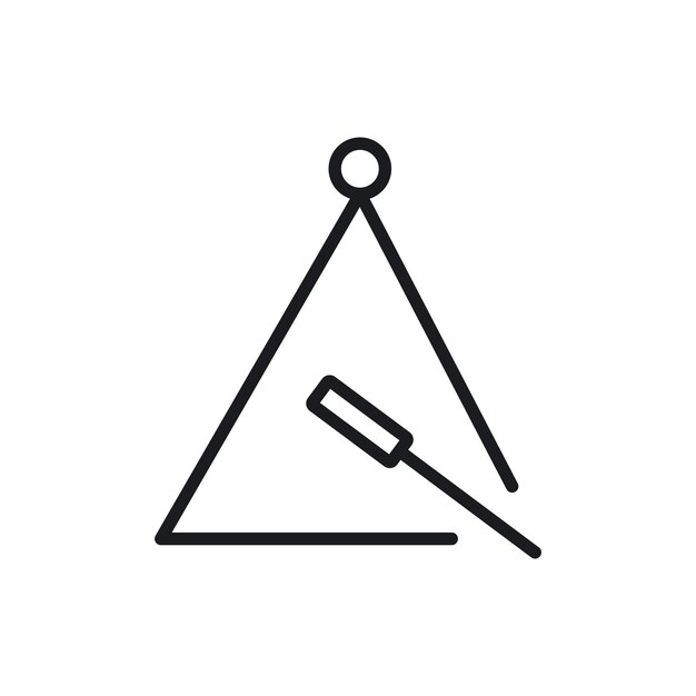 Icono de música de triángulo aislado en fondo blanco