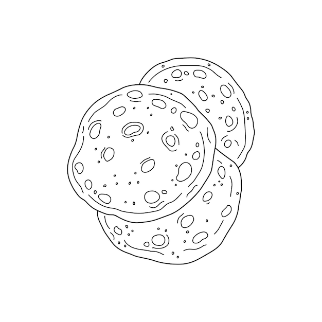 Vector icono de naan dibujado a mano ilustración vectorial de dibujos animados aislado en fondo blanco