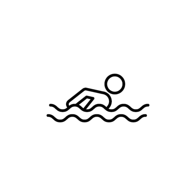 El icono del nadador se establece nadar en la piscina símbolo vectorial hombre nadador signo deportivo en negro relleno y estilo delineado