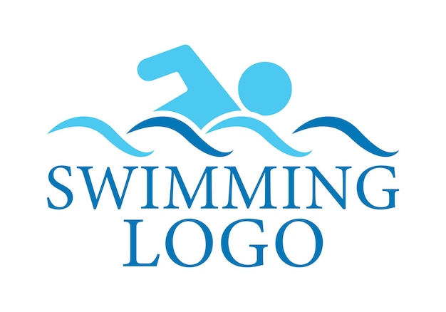 Icono de nadador El hombre nada en el logo o signo de la piscina Natación en el símbolo del vector de agua