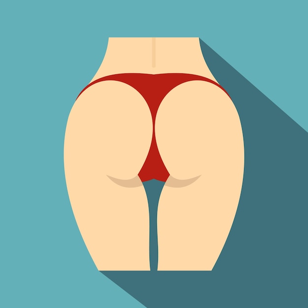 Vector icono de las nalgas femeninas en bragas rojas ilustración plana de las nalgadas femeninas en prendas rojas icono vectorial para la web