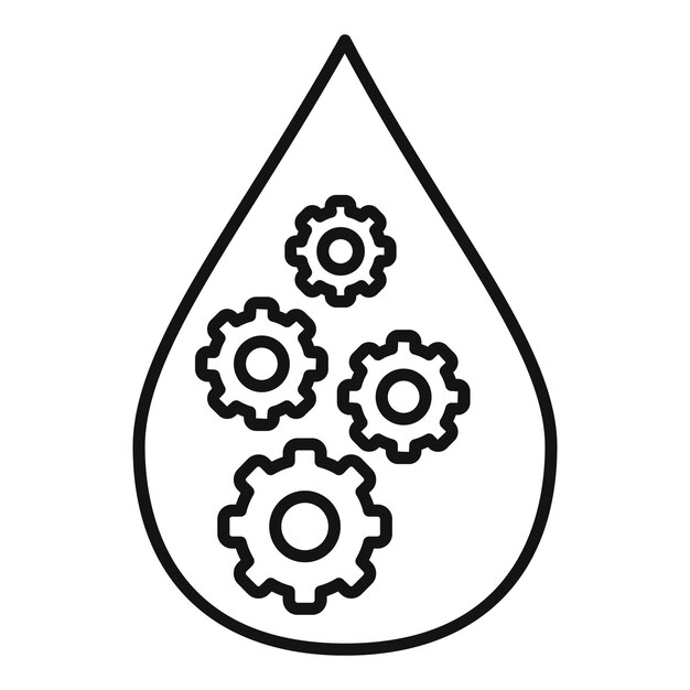 Icono de nanotecnología de gota de agua Icono de vector de nanotecnología de gota de agua de contorno para diseño web aislado sobre fondo blanco