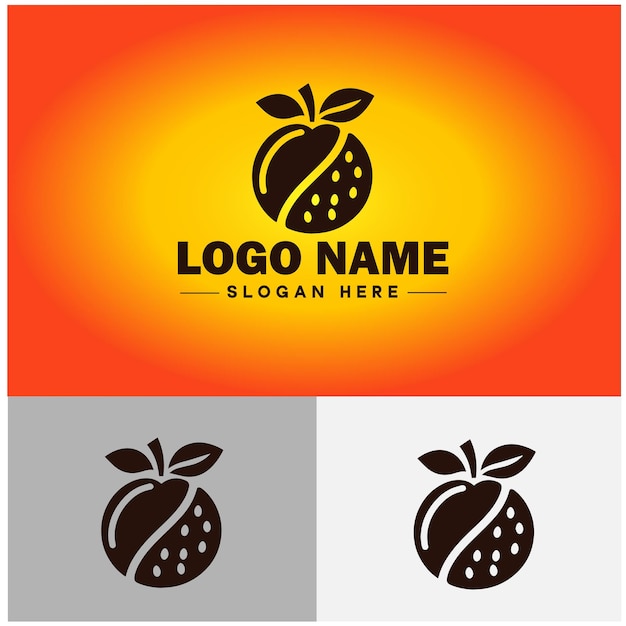 Icono de naranja Frutas naranja jugosa Frutas orgánicas saludables signo único de la granja símbolo logotipo vectorial