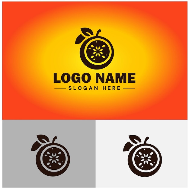 Icono de naranja frutas naranja jugosa frutas orgánicas saludables signo único de la granja símbolo logotipo vectorial