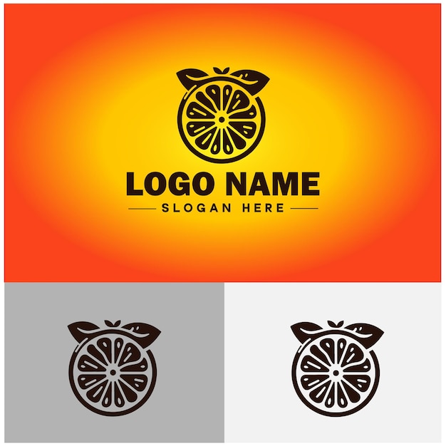 Icono de naranja Frutas naranja jugosa Frutas orgánicas saludables signo único de la granja símbolo logotipo vectorial