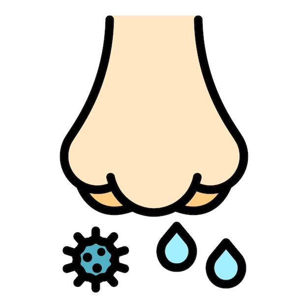 Icono de nariz de alérgeno Contorno de icono de vector de nariz de alérgeno color plano aislado