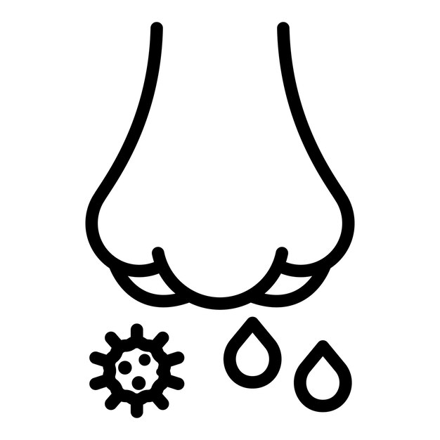 Icono de nariz de alérgeno Icono de vector de nariz de alérgeno de contorno para diseño web aislado sobre fondo blanco
