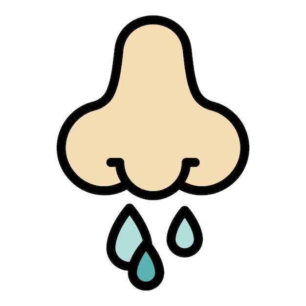El icono de la nariz del snot El contorno del icono del vector de la naric de la snot El color es plano y aislado