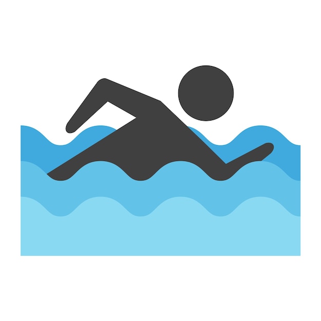Icono de natación de hombre en estilo de color plano