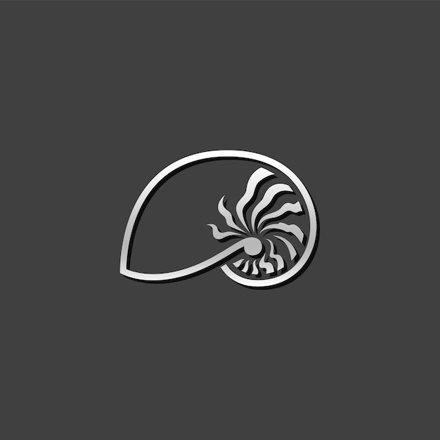 Vector icono de nautilus en estilo de color gris metálico molusco de criatura marina