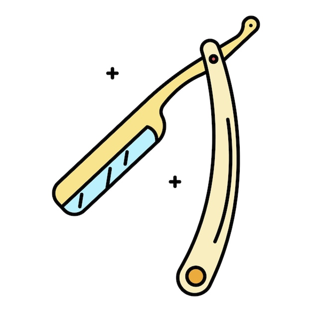 Icono de navaja antigua Contorno de icono de vector de navaja antigua color plano aislado en blanco
