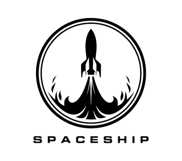 El icono de la nave espacial el insignia de lanzamiento del cohete espacial
