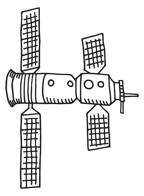 Icono de nave espacial Nave espacial dibujada a mano Boceto de lanzadera