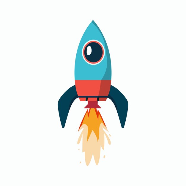Icono de nave espacial retro simple Despegue de nave espacial de cohete de dibujos animados