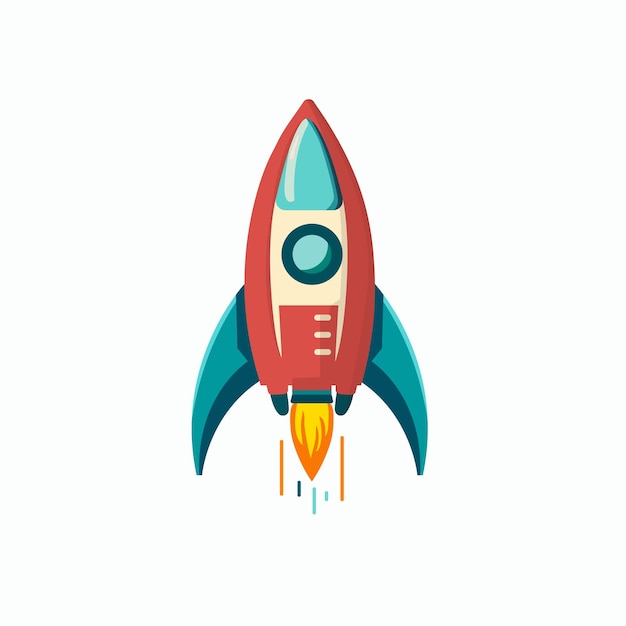 Icono de nave espacial retro simple Despegue de nave espacial de cohete de dibujos animados
