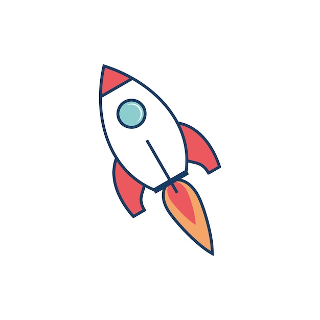 Icono de nave espacial Símbolo de ilustración de cohete volador Firmar diseño de vector de nave espacial