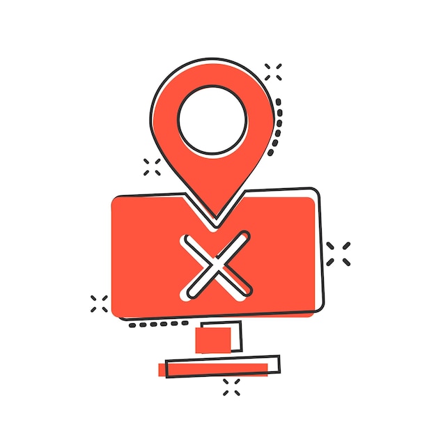 Icono de navegación de computadora en estilo cómic