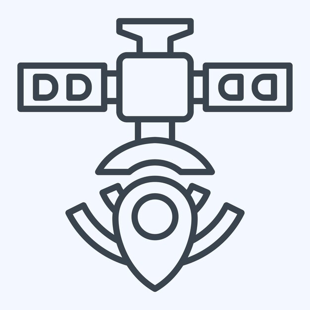 Icono Navegación por satélite relacionado con el estilo de línea de símbolos de satélite diseño simple editable