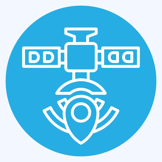 Icono Navegación por satélite relacionado con Símbolo de satélite Estilo de ojos azules Diseño simple editable