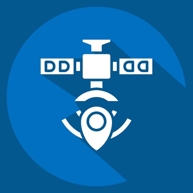 Icono Navegación por satélite relacionado con Símbolo de satélite estilo de sombra larga diseño simple editable