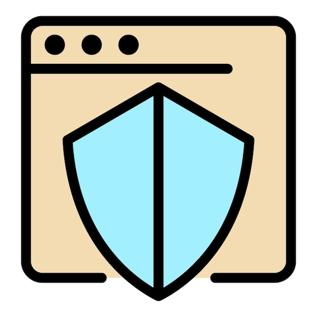 Icono del navegador de escudo Contorno del escudo Icono vectorial del navegador color plano aislado