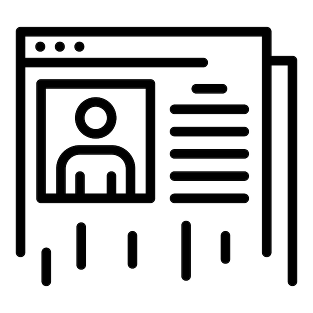 Icono del navegador de página Icono de vector del navegador de página de esquema para diseño web aislado sobre fondo blanco