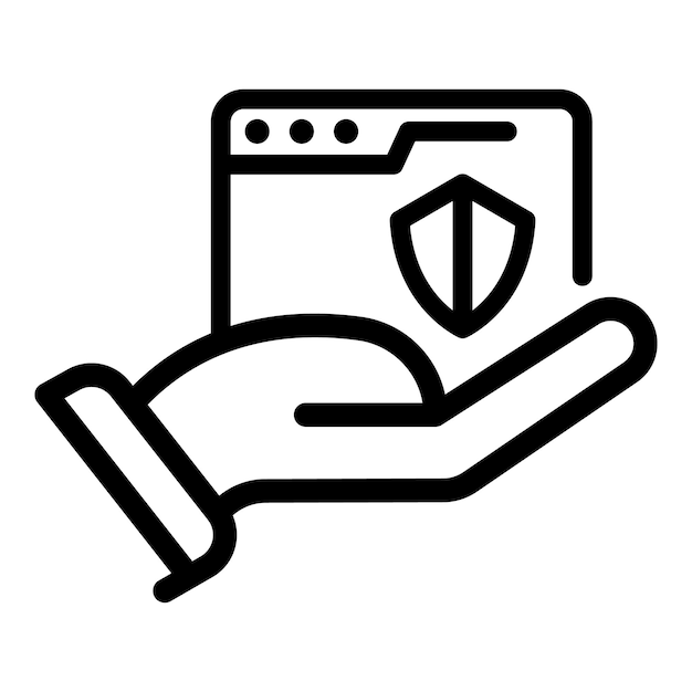 Icono del navegador de seguridad Icono de vector del navegador de seguridad de esquema para diseño web aislado sobre fondo blanco
