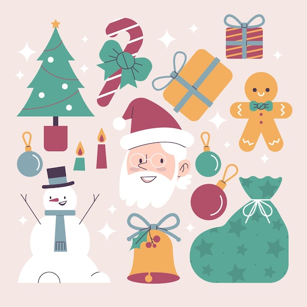 Vector icono de navidad colección de diseño plano