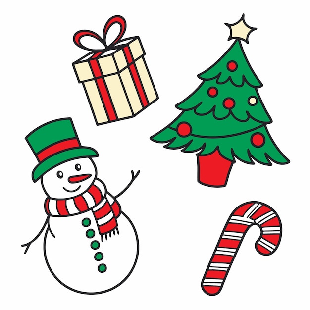 Icono de Navidad dibujado a mano conjunto de colores
