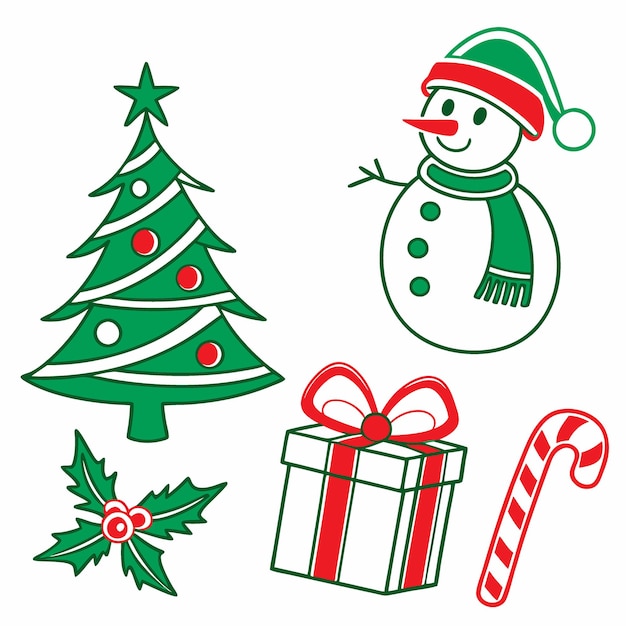 Icono de Navidad dibujado a mano conjunto de colores