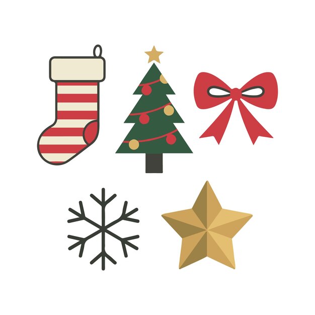 icono de navidad establece ilustración vectorial roja y verde