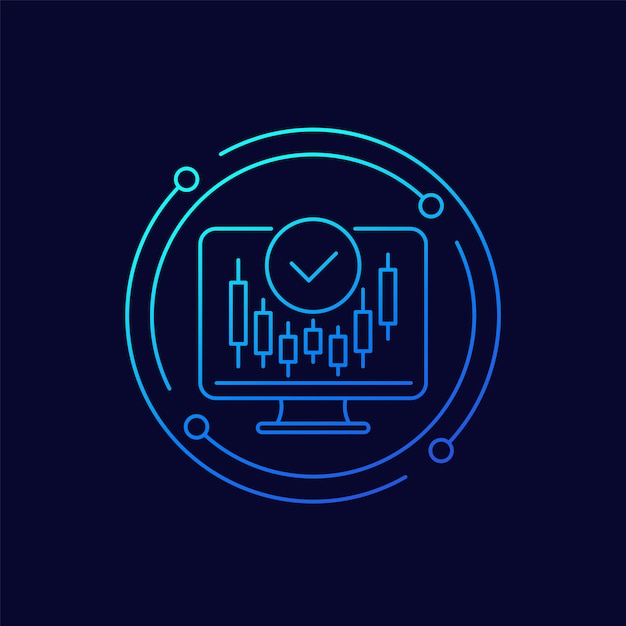 icono de negociación con diseño lineal de gráfico de velas