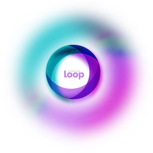 Icono de negocio de círculo de bucle creado con formas de color transparente de vidrio Diseño redondo abstracto vectorial