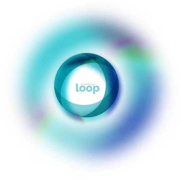 Icono de negocio de círculo de bucle creado con formas de color transparente de vidrio Diseño redondo abstracto vectorial